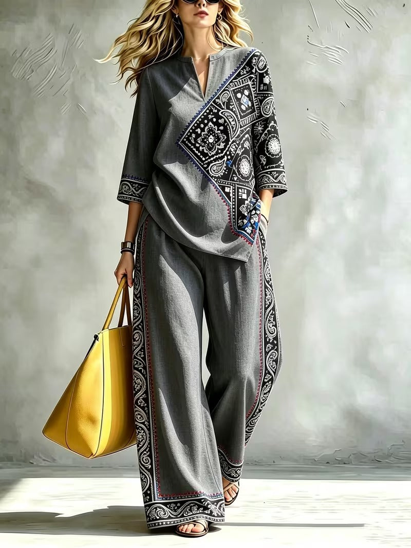Women’s Loose-Fit Pullover & Wide-Leg Pants 2-Piece Set