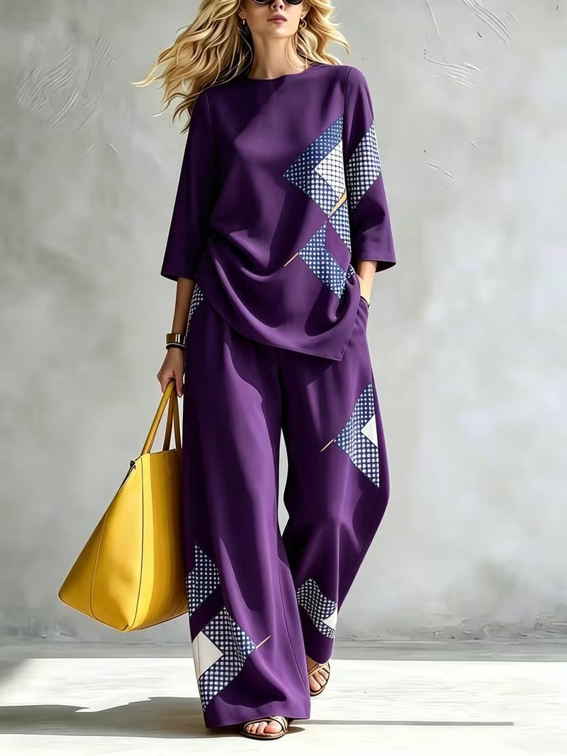 Women’s Casual Loose Top & Wide-Leg Trousers Co-Ord