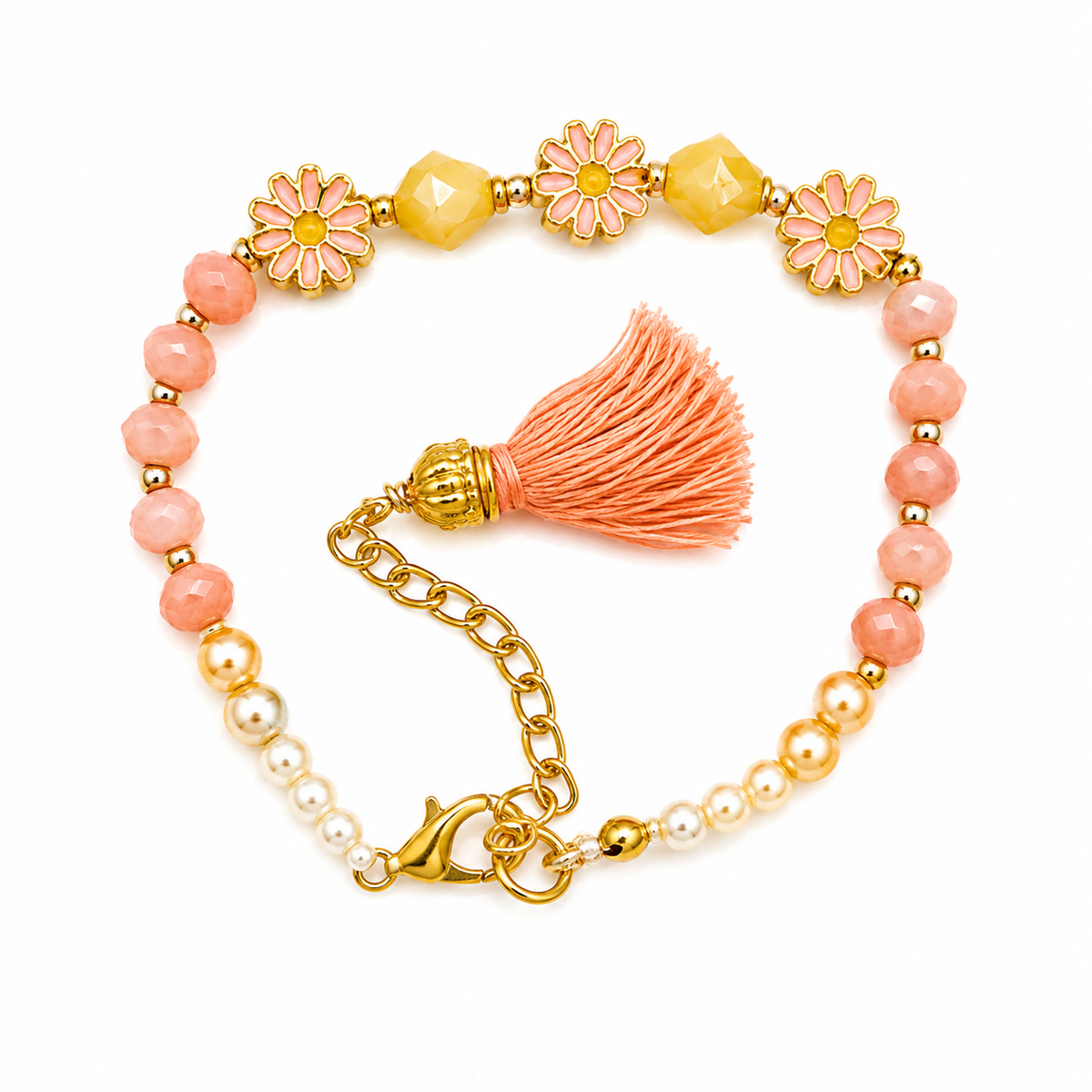Peach Floral Tassel Rakhi