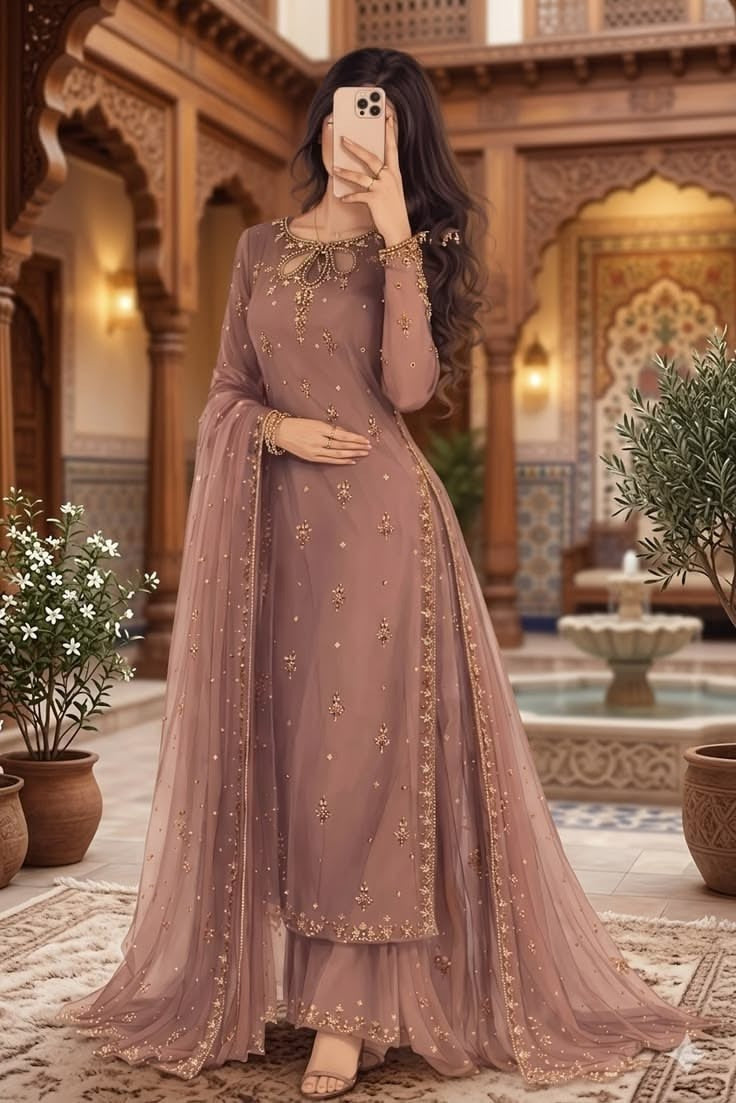 Women’s Regal Embroidered Anarkali & Flowing Dupatta Set