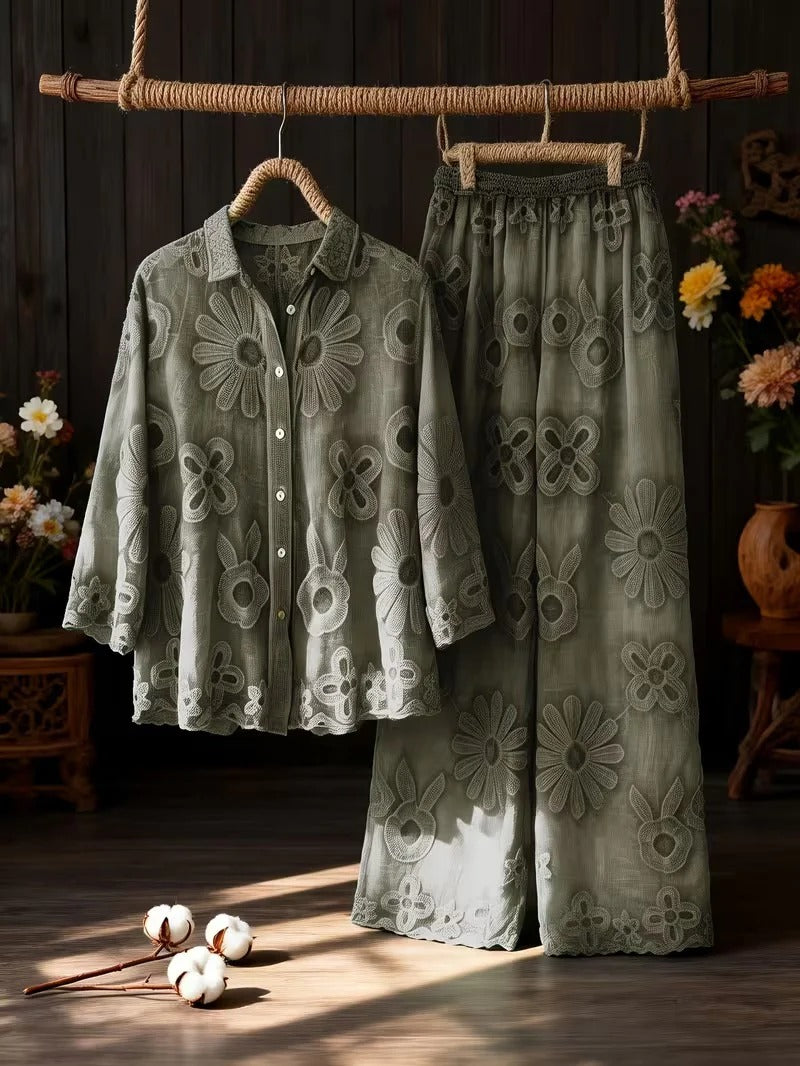 Women's Boho Lace Two-Piece Skirt Set
