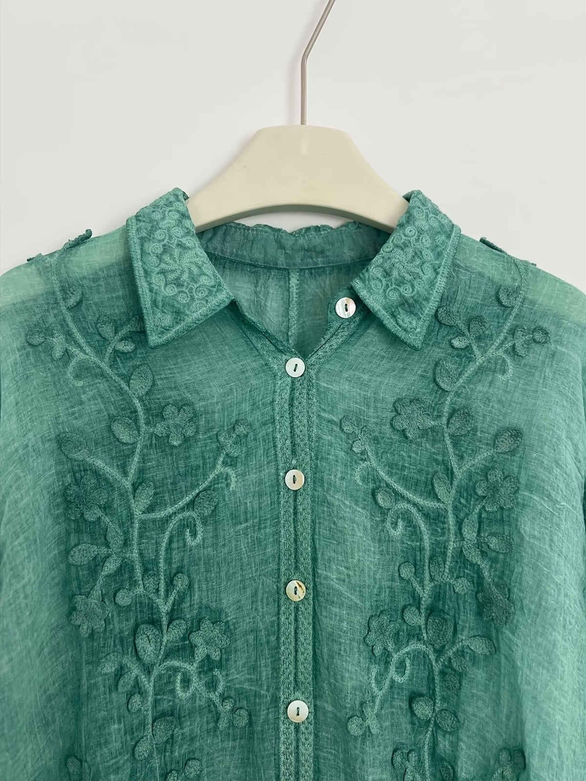 Women's Relaxed Embroidered Shirt & Elastic Waist Pants