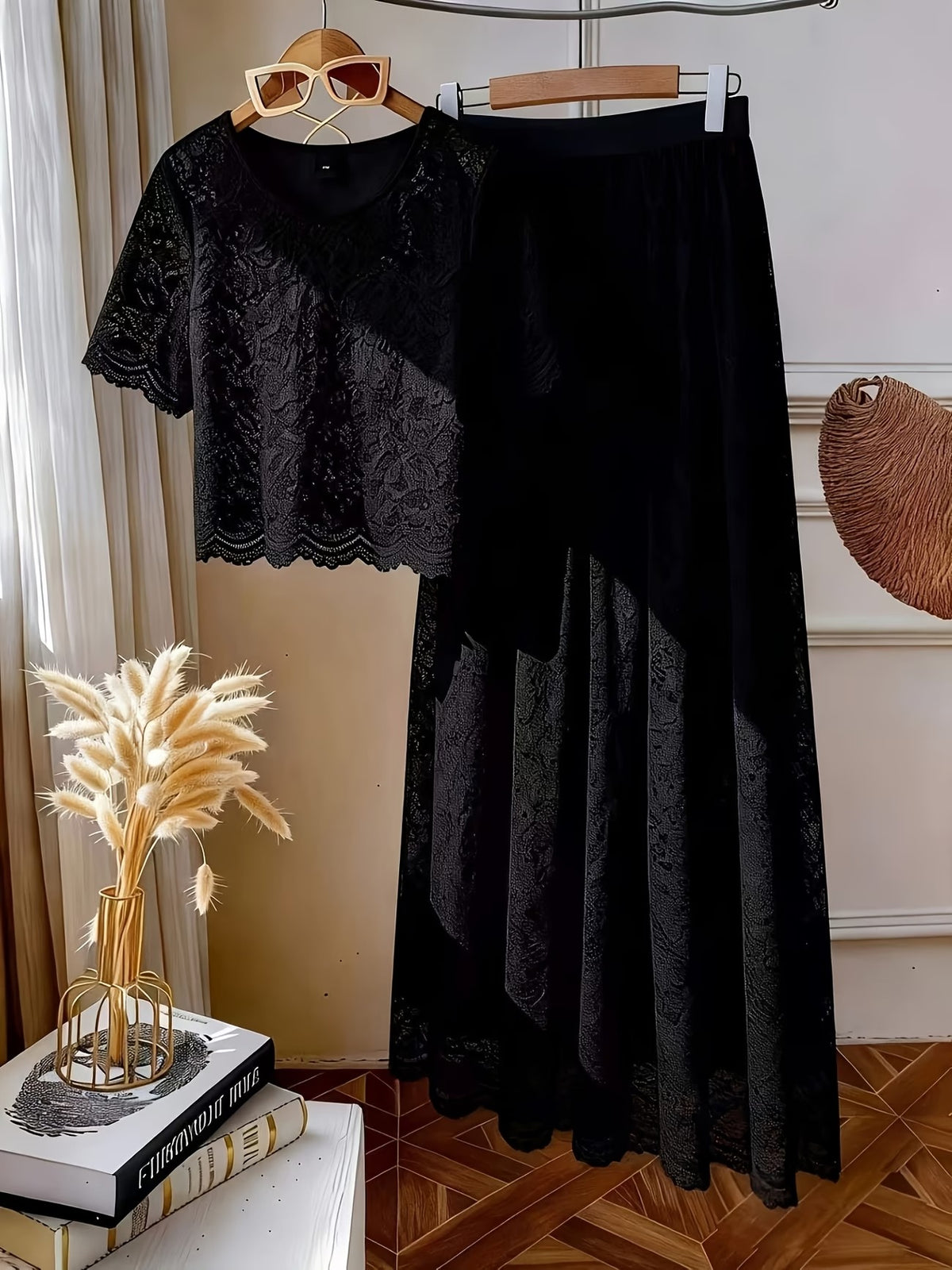 Women's Plus Size Chic Pleated Skirt Co-Ord Set