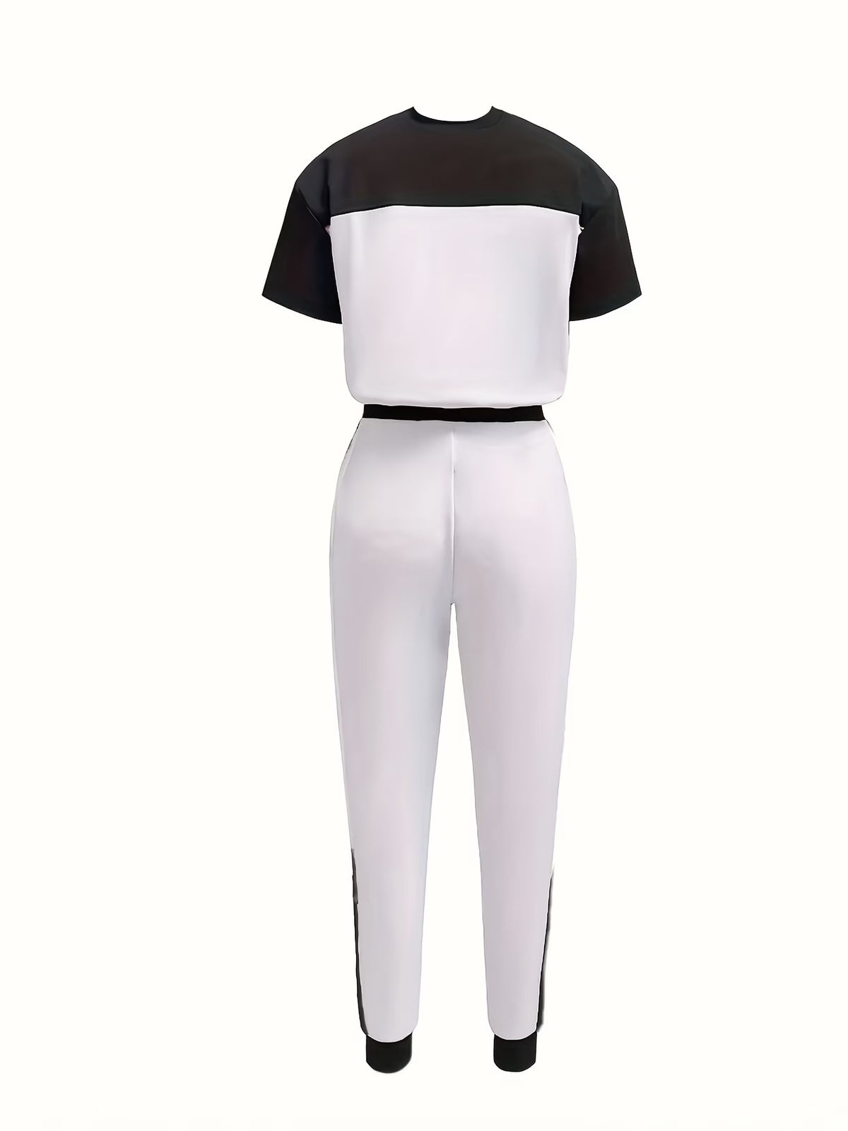 Women's Modern Color Block T-Shirt & Full-Length Pants Set