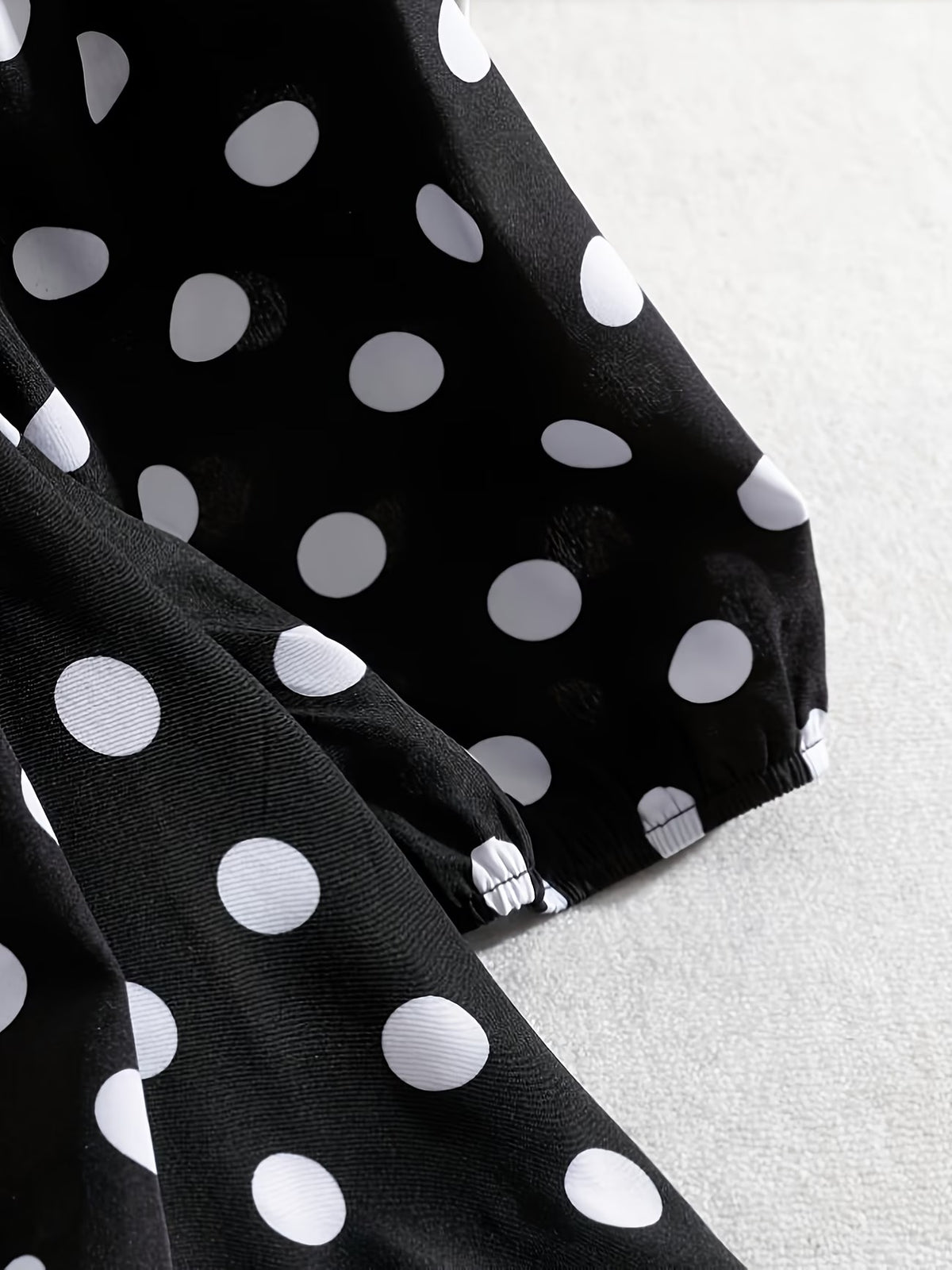 Plus Size Women’s French-Inspired Polka Dot Blouse & Elastic Waist Pants Set
