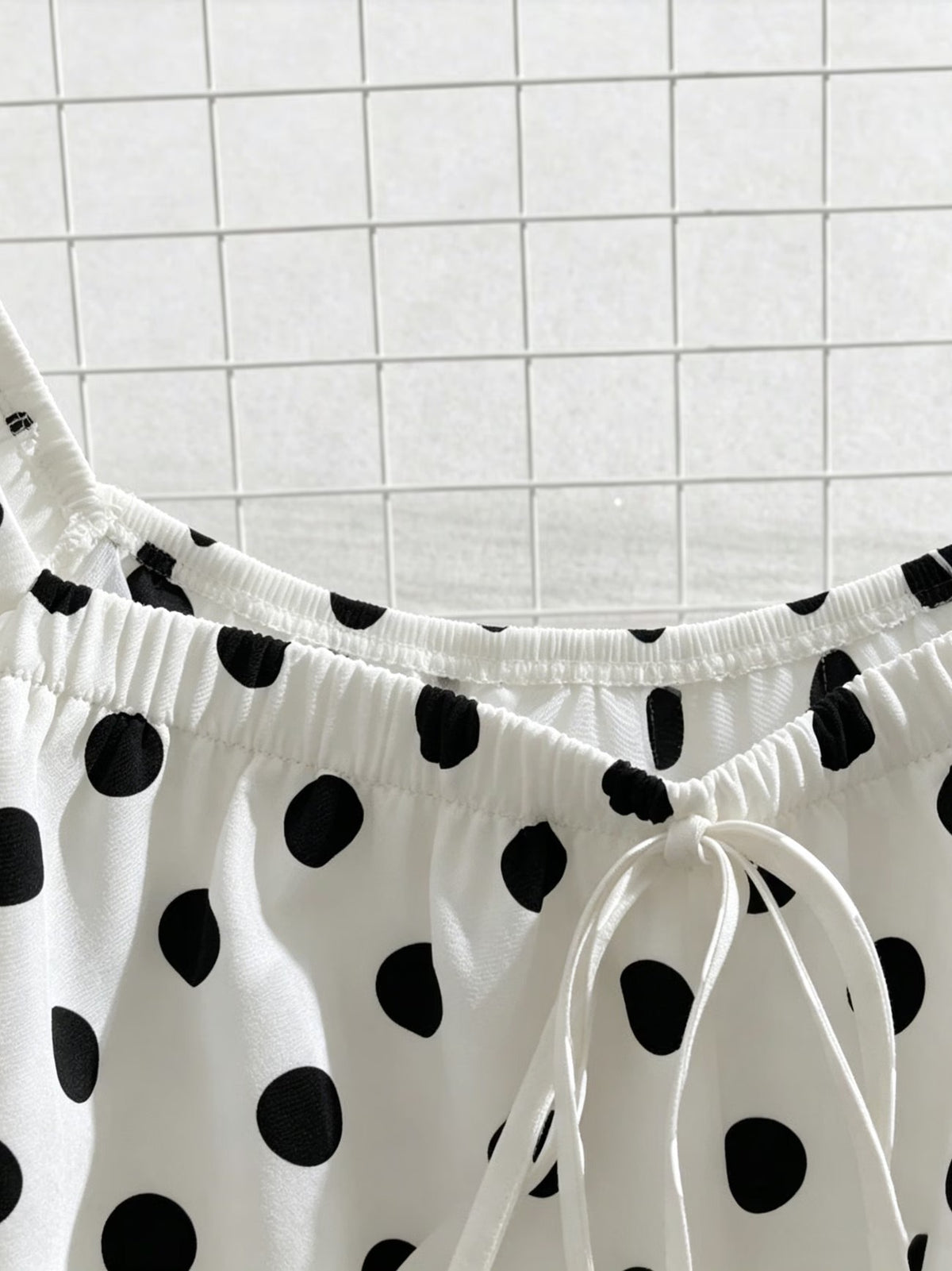 Plus Size Women’s French-Inspired Polka Dot Blouse & Elastic Waist Pants Set