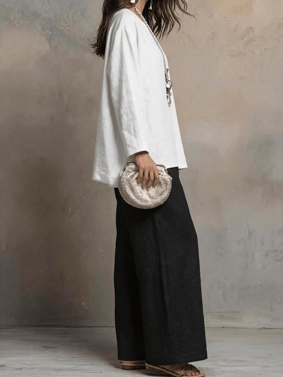 Women’s Boho Casual Top & Relaxed Wide-Leg Pants Set