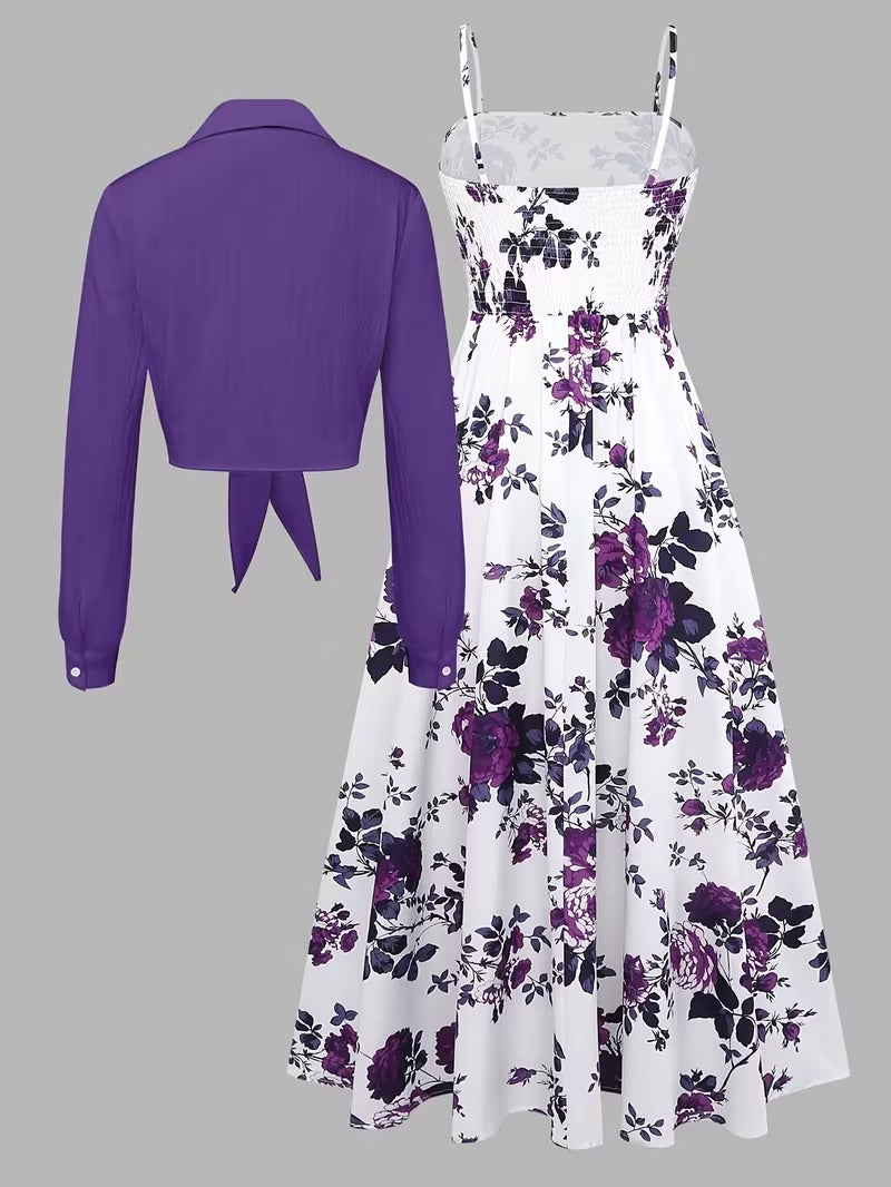Women’s Elegant Long Sleeve Dress & Coat Set