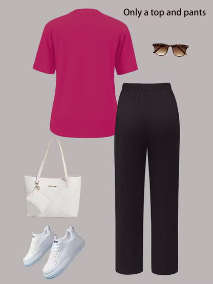Women’s Short Sleeve Tee & Straight-Leg Pants Set
