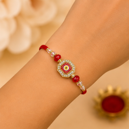 Red Evil Eye Beaded Rakhi
