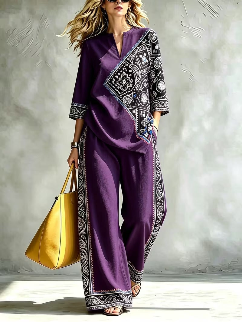 Women’s Loose-Fit Pullover & Wide-Leg Pants 2-Piece Set