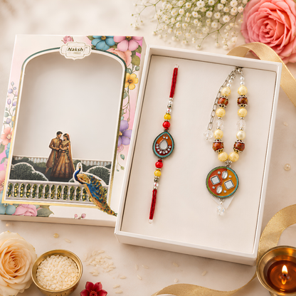 Premium  Beaded Rakhi Combo Set