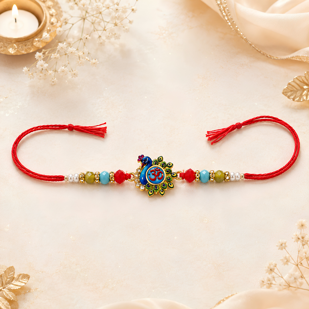 Premium Peacock Om Rakhi