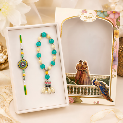 Premium  Beaded Rakhi Combo Set