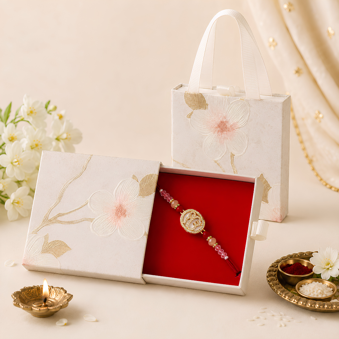 Premium Floral Rakhi Gift Set