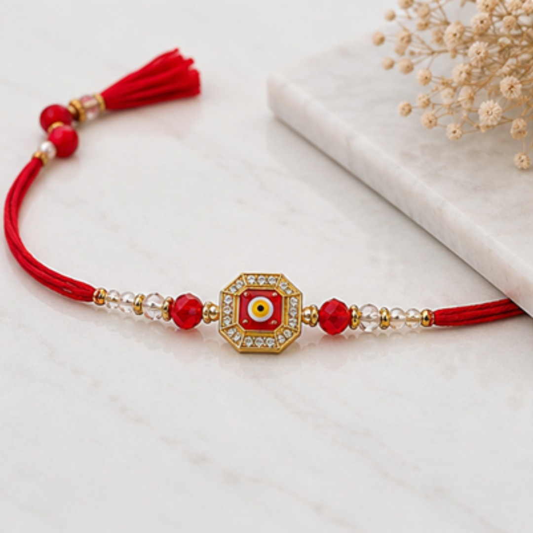 Red Evil Eye Beaded Rakhi