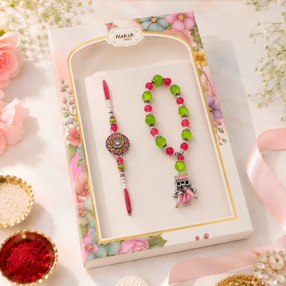 Premium  Beaded Rakhi Combo Set