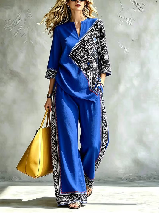 Women’s Loose-Fit Pullover & Wide-Leg Pants 2-Piece Set