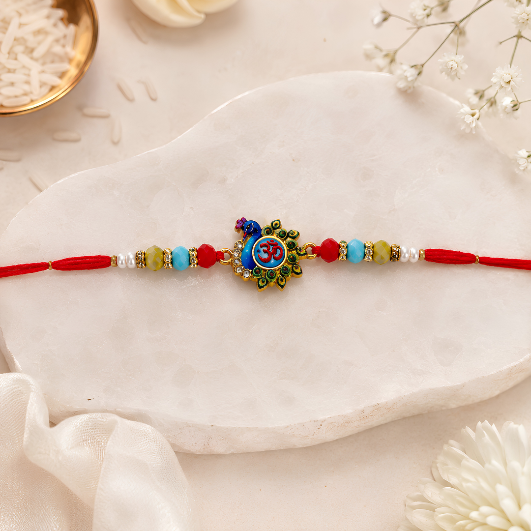 Premium Peacock Om Rakhi