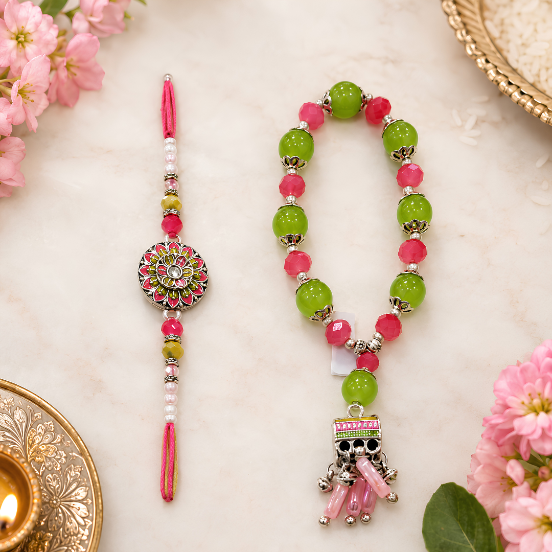 Premium  Beaded Rakhi Combo Set