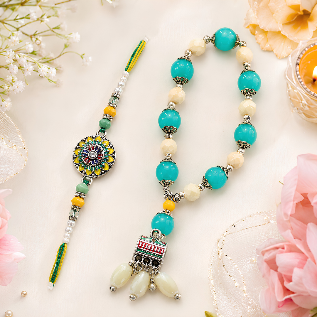Premium  Beaded Rakhi Combo Set