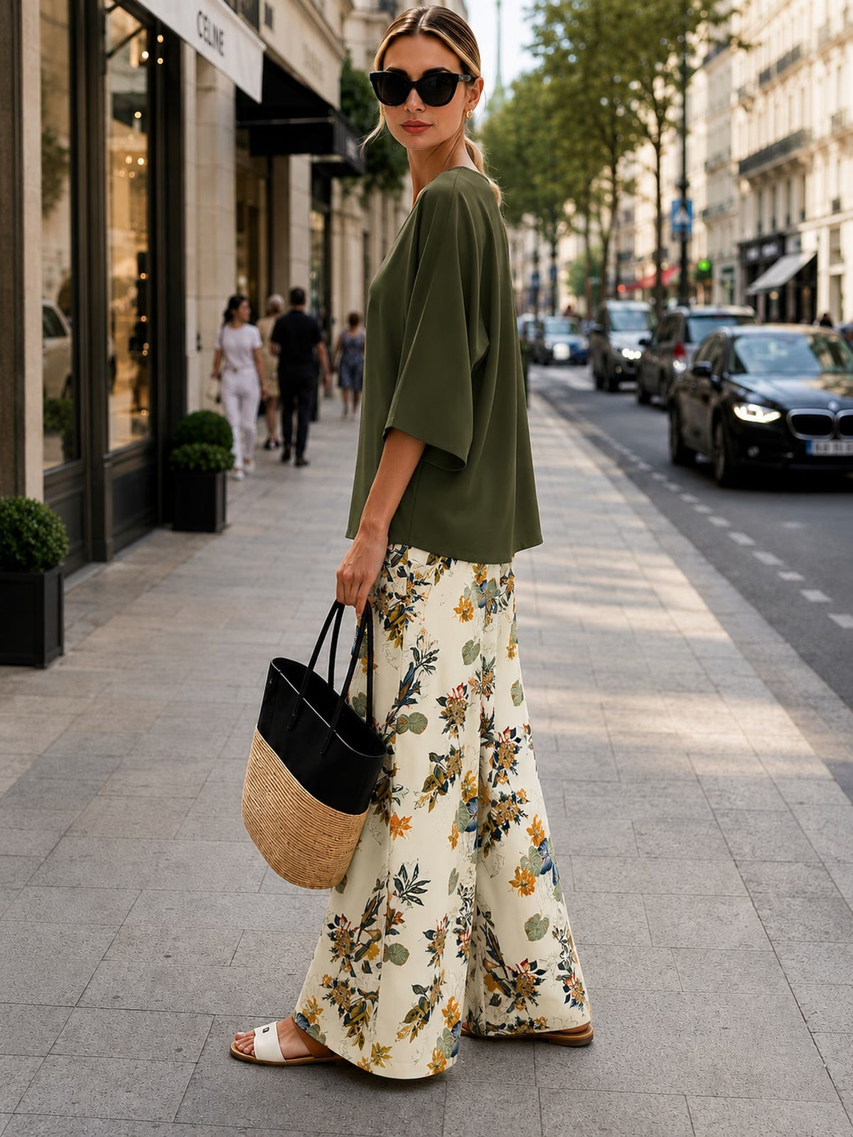 Women’s Boho Paisley Print Batwing Top & Wide-Leg Pants Co-Ord