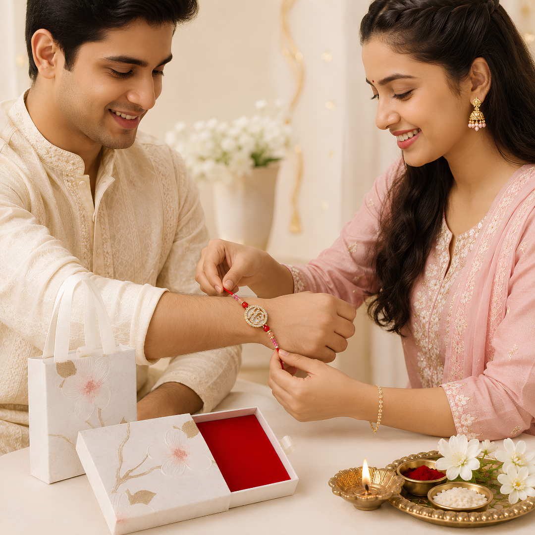 Premium Floral Rakhi Gift Set