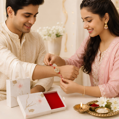 Premium Floral Rakhi Gift Set