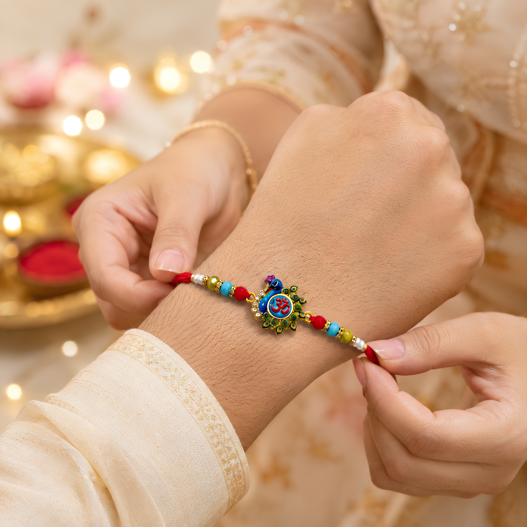 Premium Peacock Om Rakhi