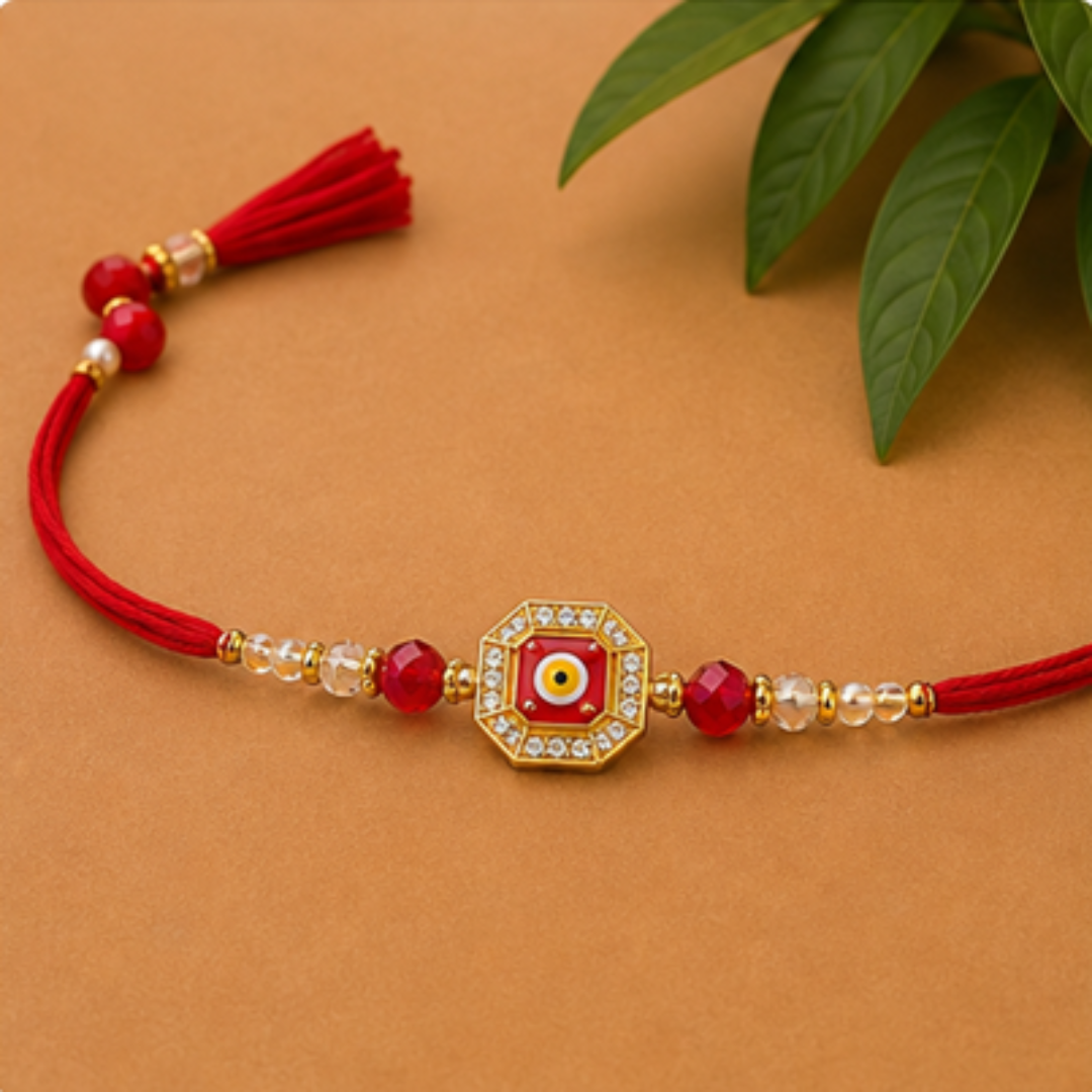 Red Evil Eye Beaded Rakhi