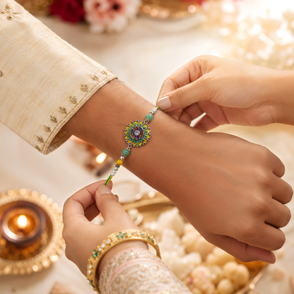Premium  Beaded Rakhi Combo Set
