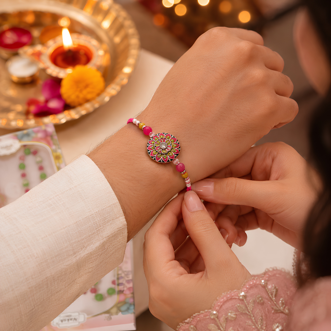 Premium  Beaded Rakhi Combo Set