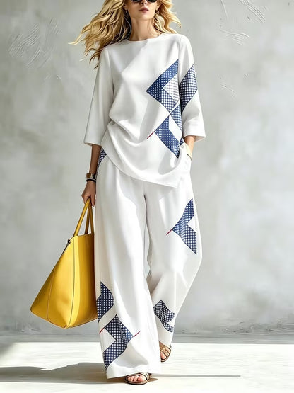 Women’s Casual Loose Top & Wide-Leg Trousers Co-Ord