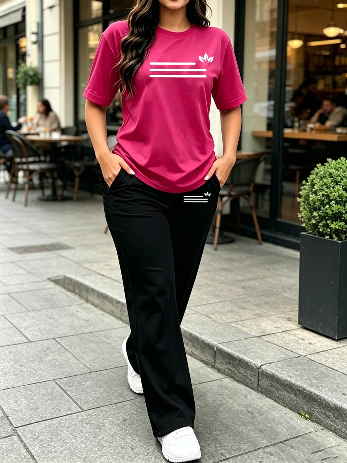 Women’s Short Sleeve Tee & Straight-Leg Pants Set