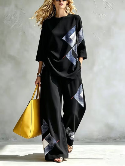 Women’s Casual Loose Top & Wide-Leg Trousers Co-Ord