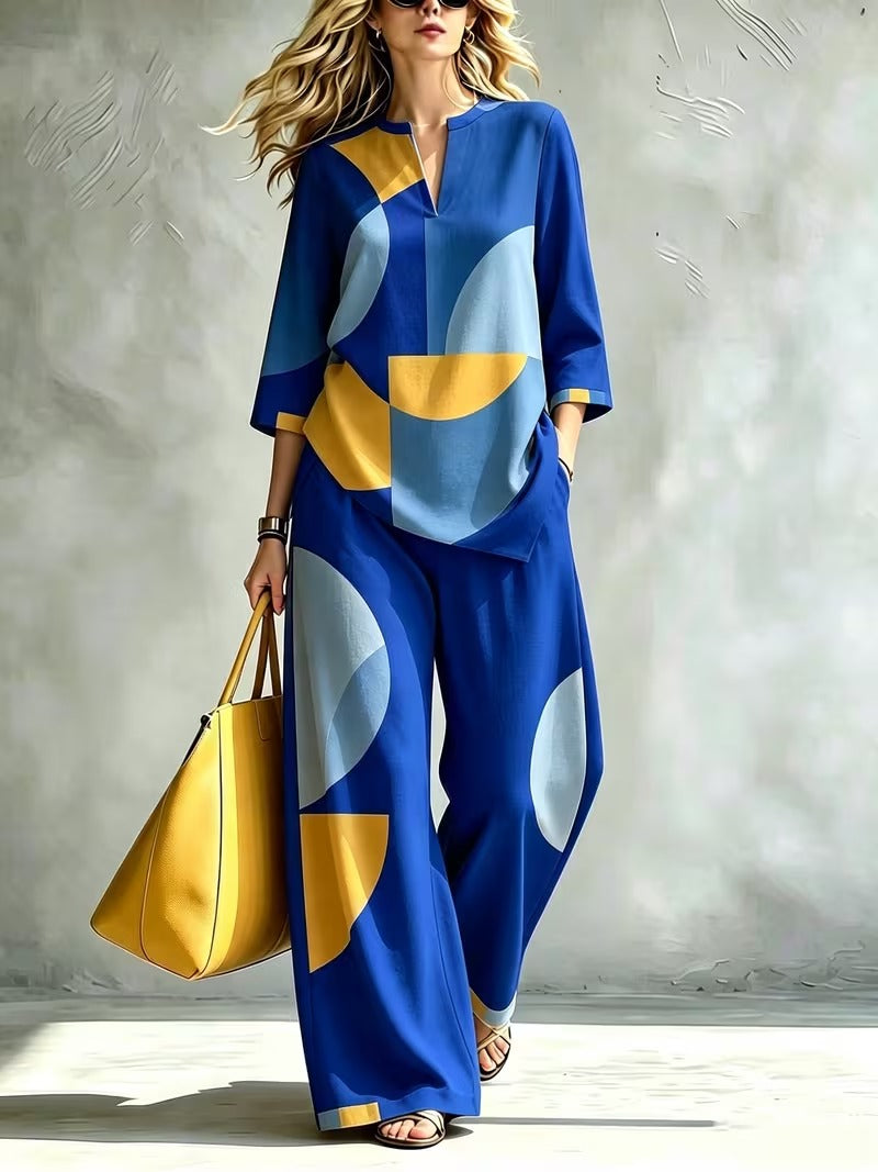 Women’s Urban Artistic Top & Wide-Leg Pants Outfit