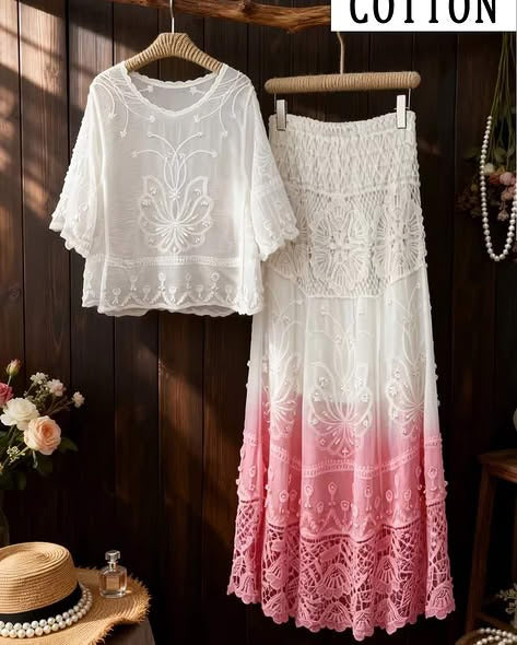 Women's Romantic Lace Co-Ord Skirt Set