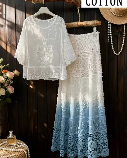 Women's Romantic Lace Co-Ord Skirt Set
