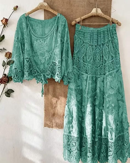 Women's Romantic Lace Co-Ord Skirt Set