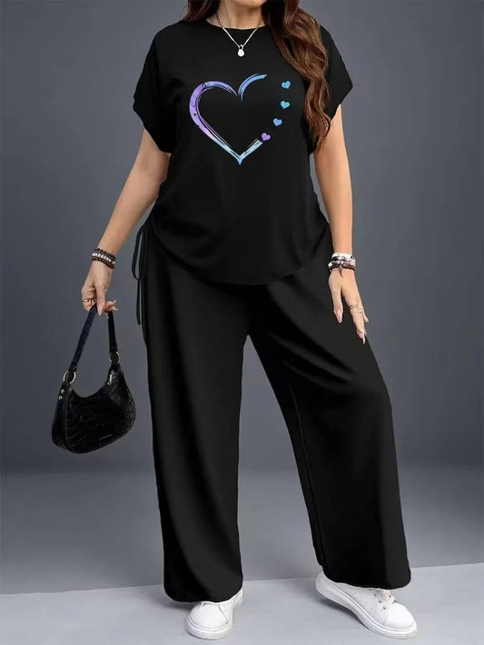 Women’s Casual Floral Drawstring Top & Relaxed Pants Co-Ord Set