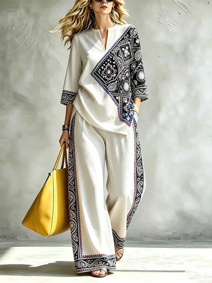 Women’s Loose-Fit Pullover & Wide-Leg Pants 2-Piece Set