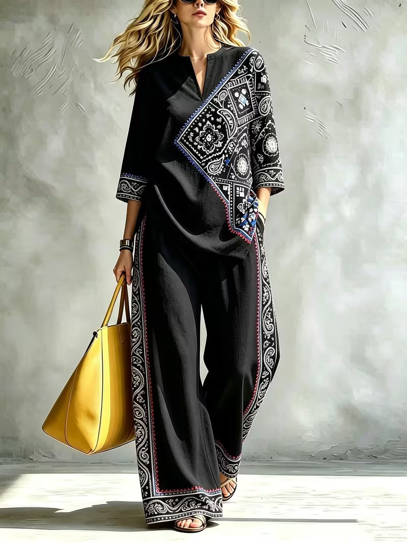 Women’s Loose-Fit Pullover & Wide-Leg Pants 2-Piece Set