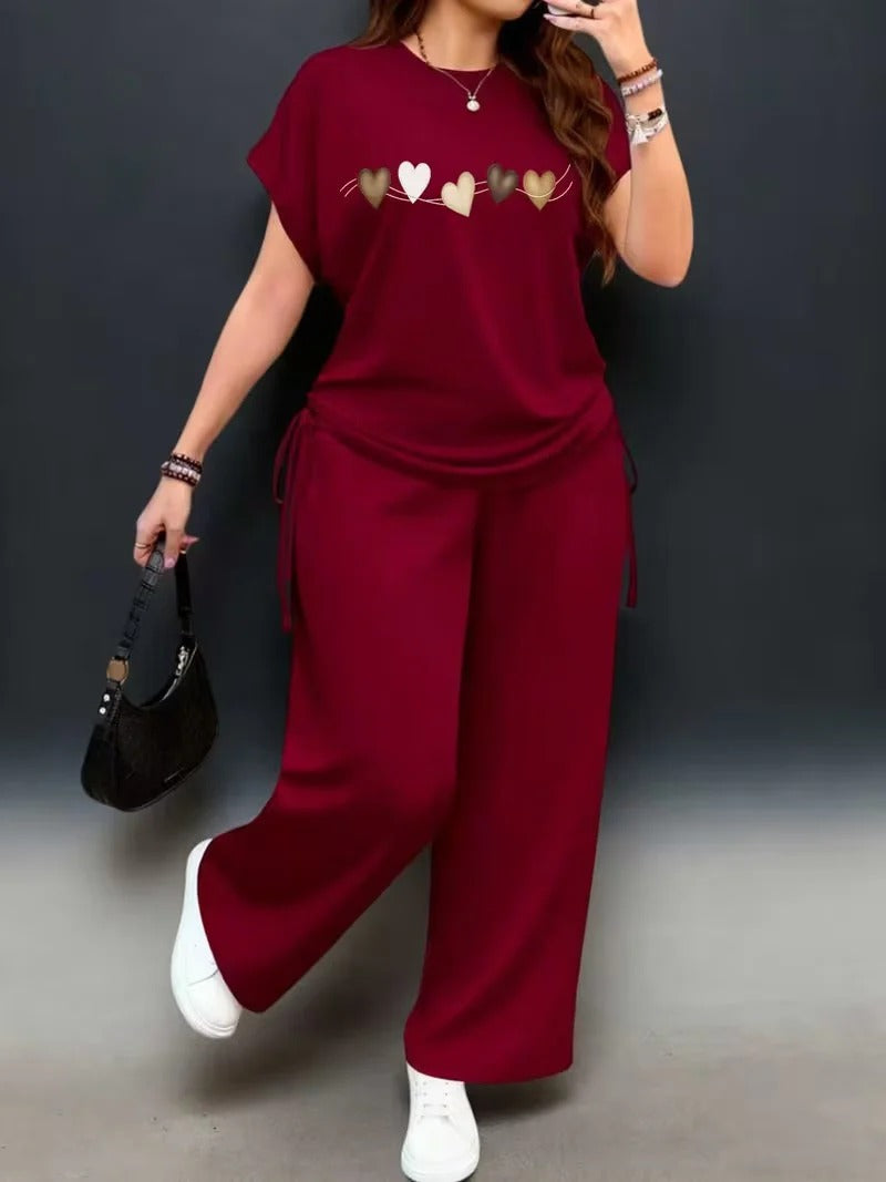 Women’s Casual Floral Drawstring Top & Relaxed Pants Co-Ord Set