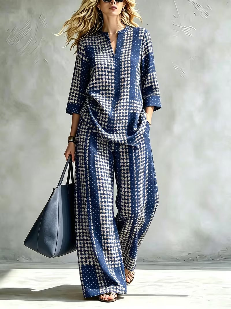 Women’s V-Neck Top & Relaxed Wide-Leg Pants Co-Ord