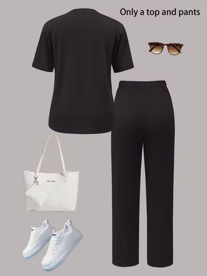 Women’s Short Sleeve Tee & Straight-Leg Pants Set