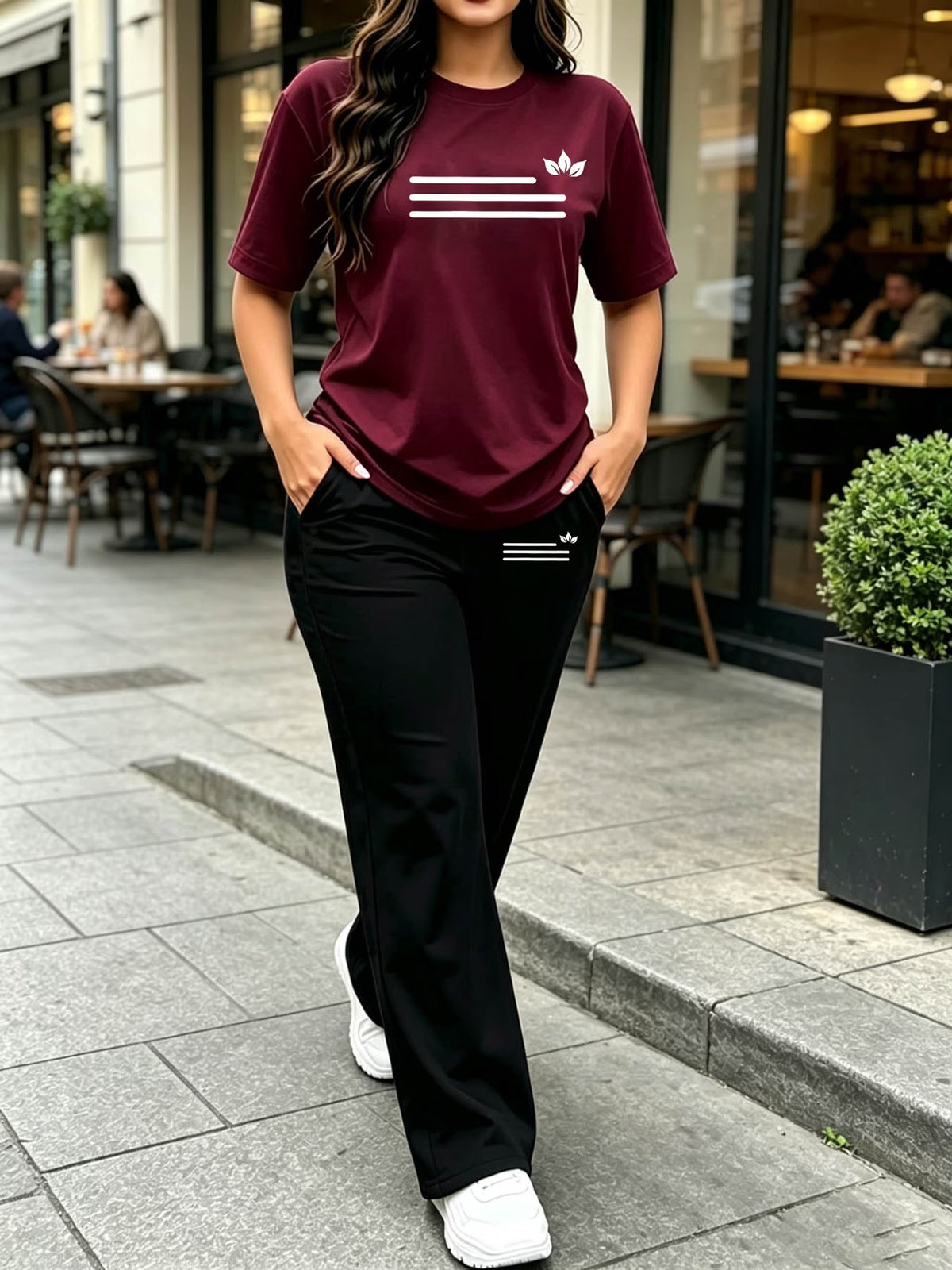 Women’s Short Sleeve Tee & Straight-Leg Pants Set