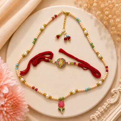 Bhai Bhabhi Lotus Rakhi Set