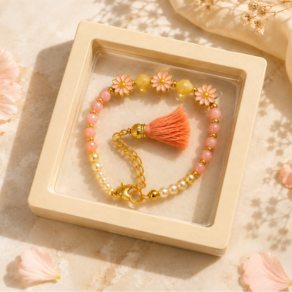 Peach Floral Tassel Rakhi