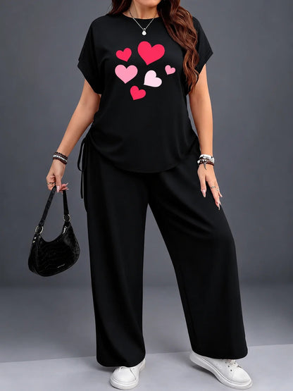 Women’s Casual Floral Drawstring Top & Relaxed Pants Co-Ord Set