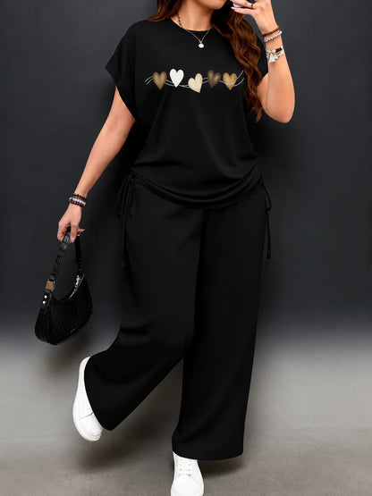 Women’s Casual Floral Drawstring Top & Relaxed Pants Co-Ord Set